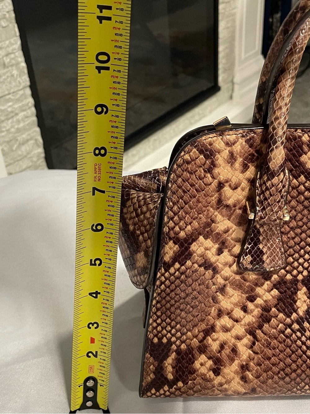 Michael Kors Brown Python Embossed Leather Medium Harper Satchel - Picture 14 of 15